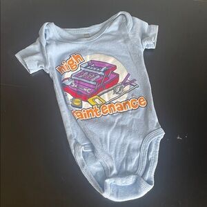 Light Blue Baby Onesie with 'High Maintenance' Tool Graphic 3-6m